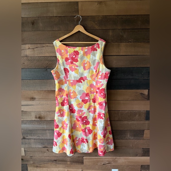 Vintage Floral Cotton Sundress Pink Yellow Sleeveless Fit And Flare Dress - Picture 9 of 11
